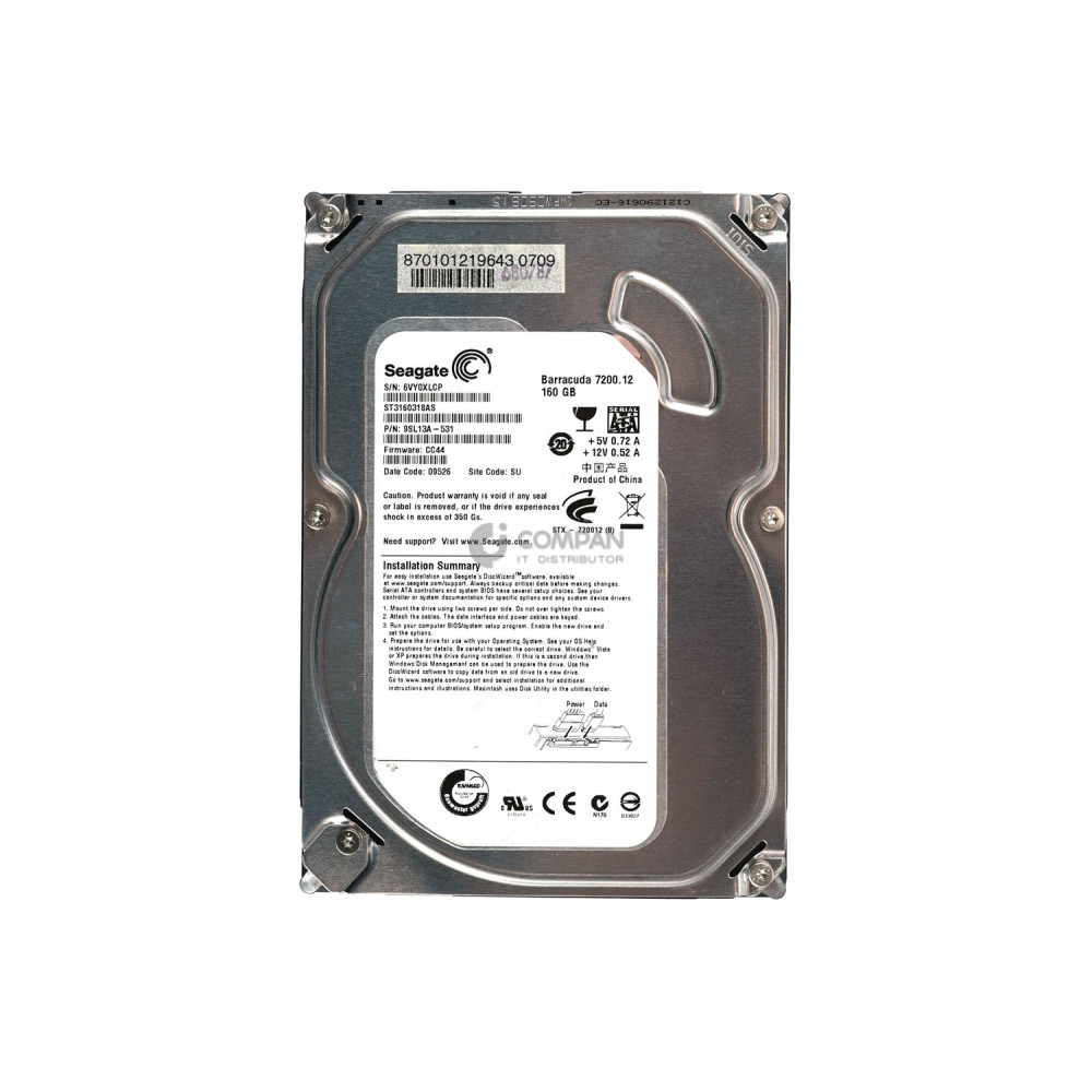 ST3160318AS SEAGATE HARD DRIVE 160GB 7.2K 3G 3.5 SATA